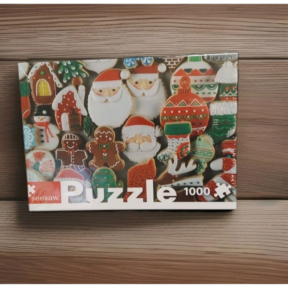 NIB Seesaw 1000 Pc Jigsaw Puzzle - Christmas Cookies‎ 20" x 27"- NEW SEALED!